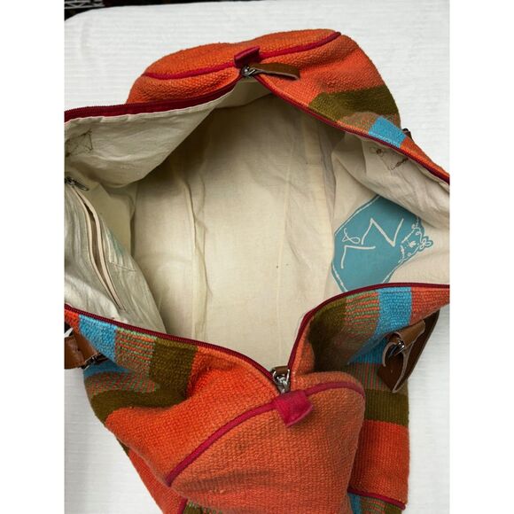 Z&L EUROPE Cotton/Genuine Leather Kilim Duffle Bag, Southwest, Large Size - Picture 9 of 13